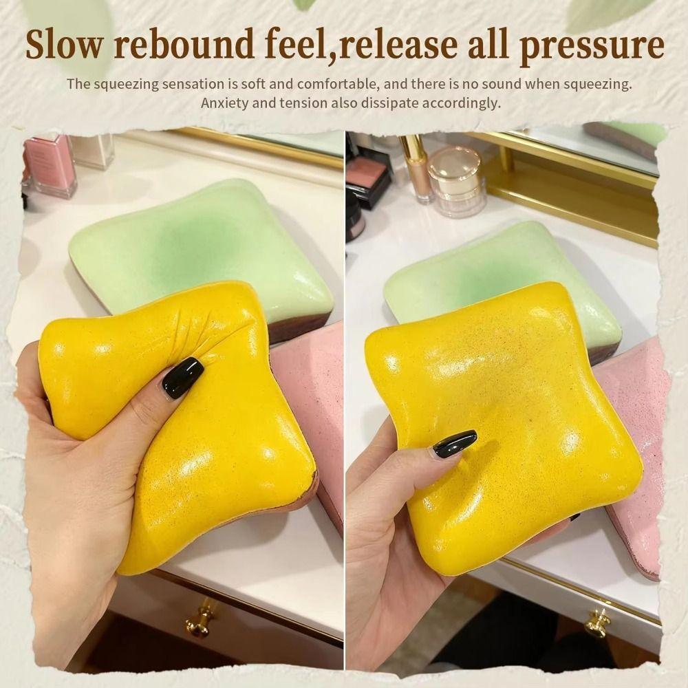 Simulation Cream Toast Pinch Toy TPR Cartoon Fidget Toy Cream Toast Squeeze Toy Practical Jokes
