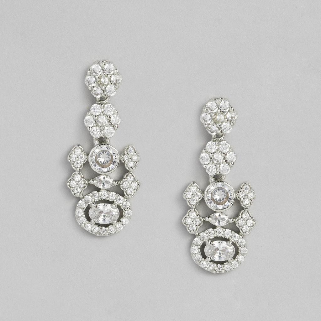 Комплект яркого белого колье Estele с родиевым покрытием CZ для женщин