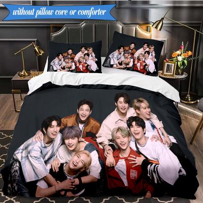 Kpop Stray 3 шт. Комплект постельного белья музыкальной K-pop группы, Идеально подходит для спальни, общежития, Включает пододеяльник и 2 наволочки, Подарки для фанатов