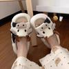 Women Cow Sandals Flip Flops for Woman Cute Linen Home Slippers Men Couples Four Seasons Indoor Shoes Comfortable Cartoon Slides