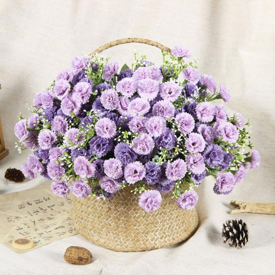 Искусственная гвоздика 20 головок, реалистичные искусственные шелковые цветы, свадебная вечеринка, домашний офис, центральный элемент стола, искусственные цветочные растения, украшение ветки