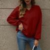 Women's V Neck Oversized Sweatshirts Fleece Long Sleeve Pullover Top