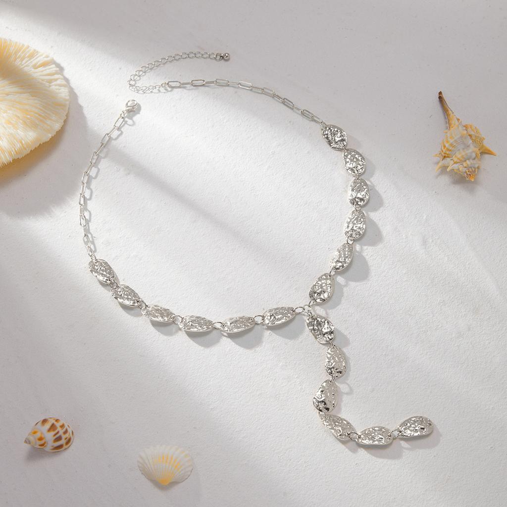 Неправильная барочная Y-образная ключичная цепочка, ожерелье с кулоном в виде плоской капли воды, женское