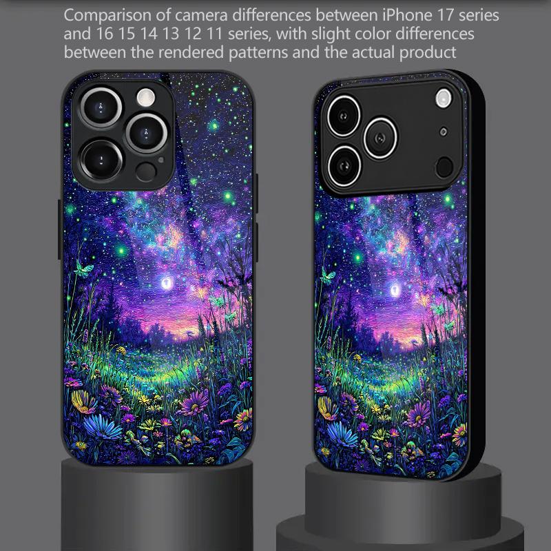 Чехол для телефона 2D с узором "Звездное скопление" для iPhone 17 16 15 14 13 12 11 X XR XS Max Pro 8 plus - Стеклянная защитная крышка