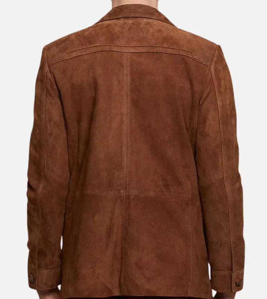 Men's Brown Real Soft Suede Leather Blazer Handmade Formal Stylish Casual Party
