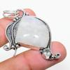 Natural Rainbow Moonstone, White Topaz 925 Sterling Silver Pendant 2.17" R6b69