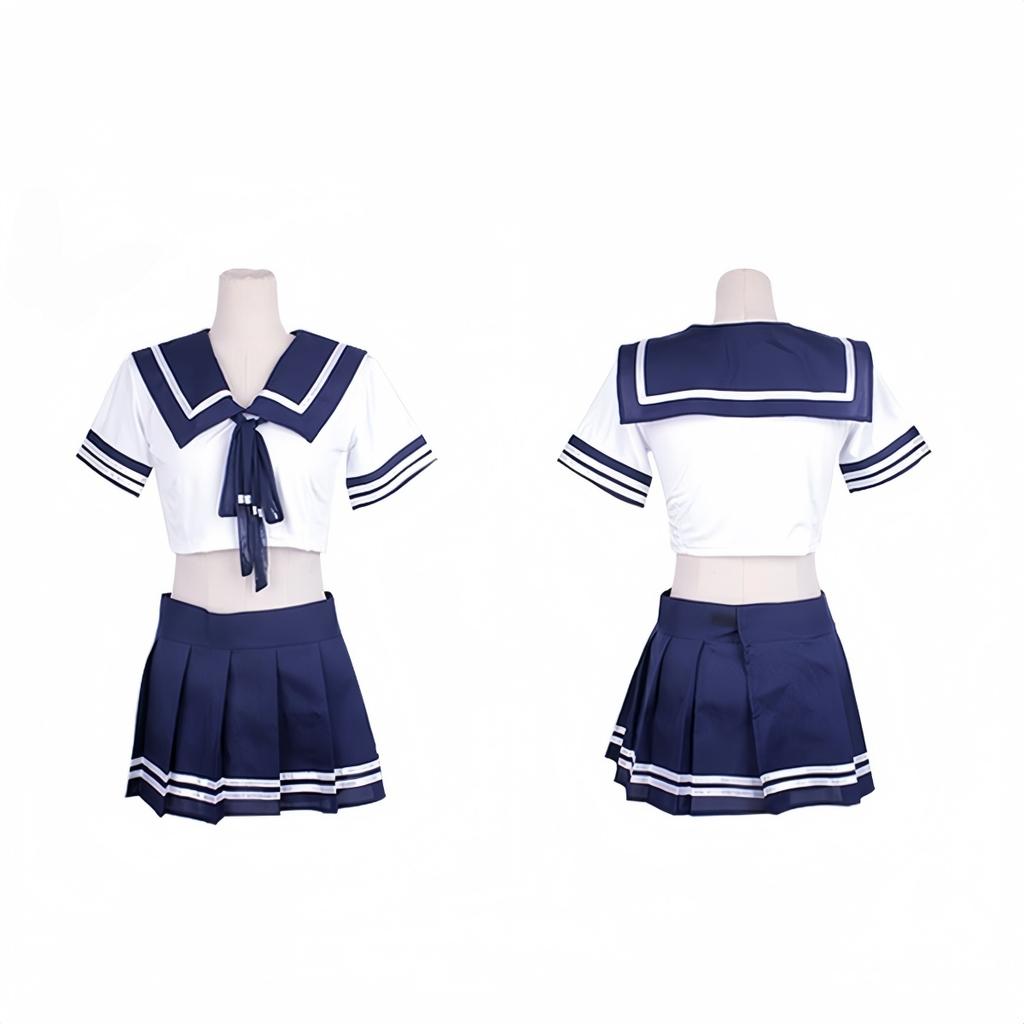 Cute Japanese Girls Cosplay School College Student Uniform Role Play Costume Women Mini Skirts and Blouse Set Lingerie