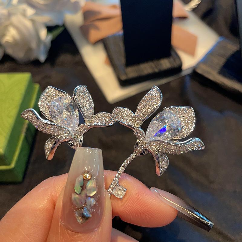 Ювелирные серьги, трехмерные серьги в виде цветка лилии класса люкс с цветной микро-инкрустацией