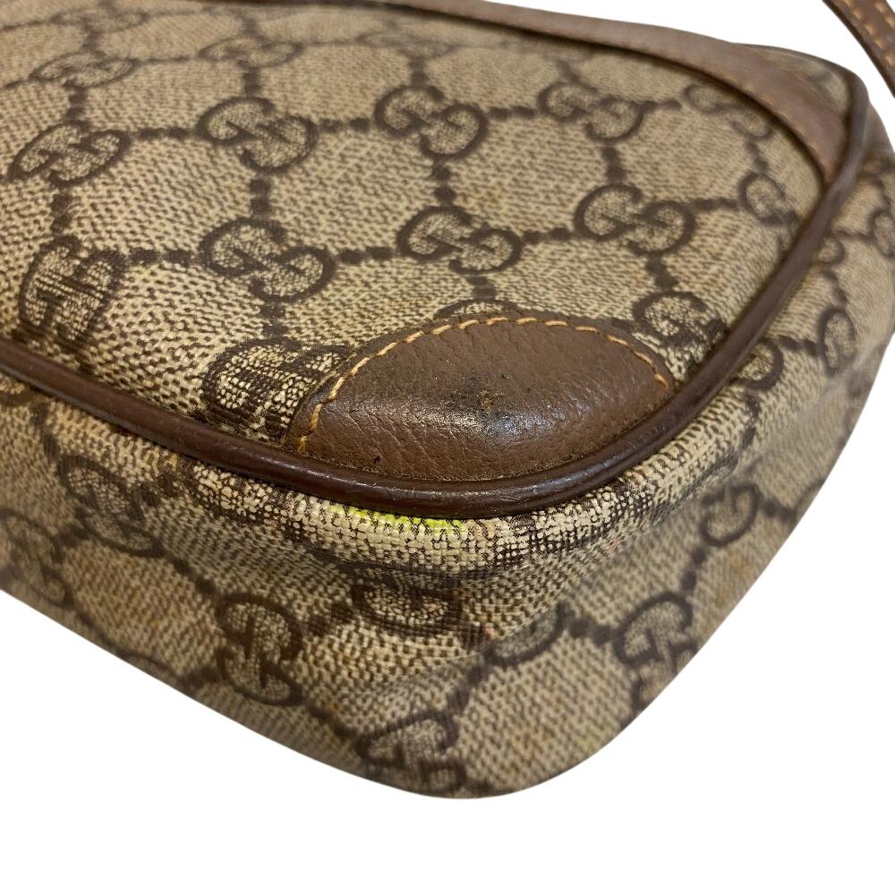 Gucci 6423 Винтажная Старая Сумка-Клатч Gucci с Узором GG из ПВХ Наплечная Сумка Коричневый ПВХ Б/У