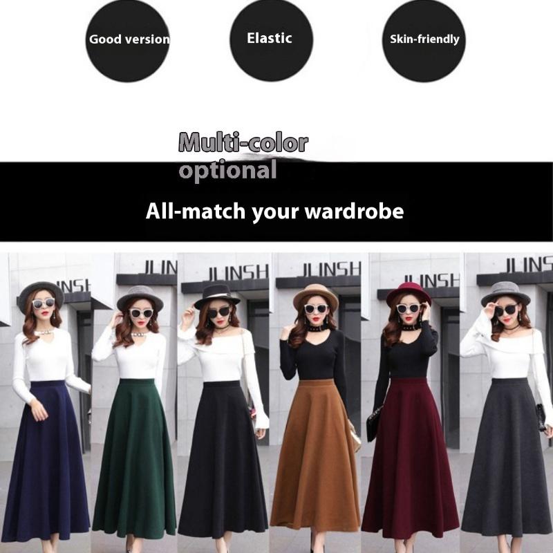 Шерстяная юбка средней длины Tooxika, длинная юбка с высокой талией и большим подолом, утолщенная юбка-трапеция, юбка-зонтик