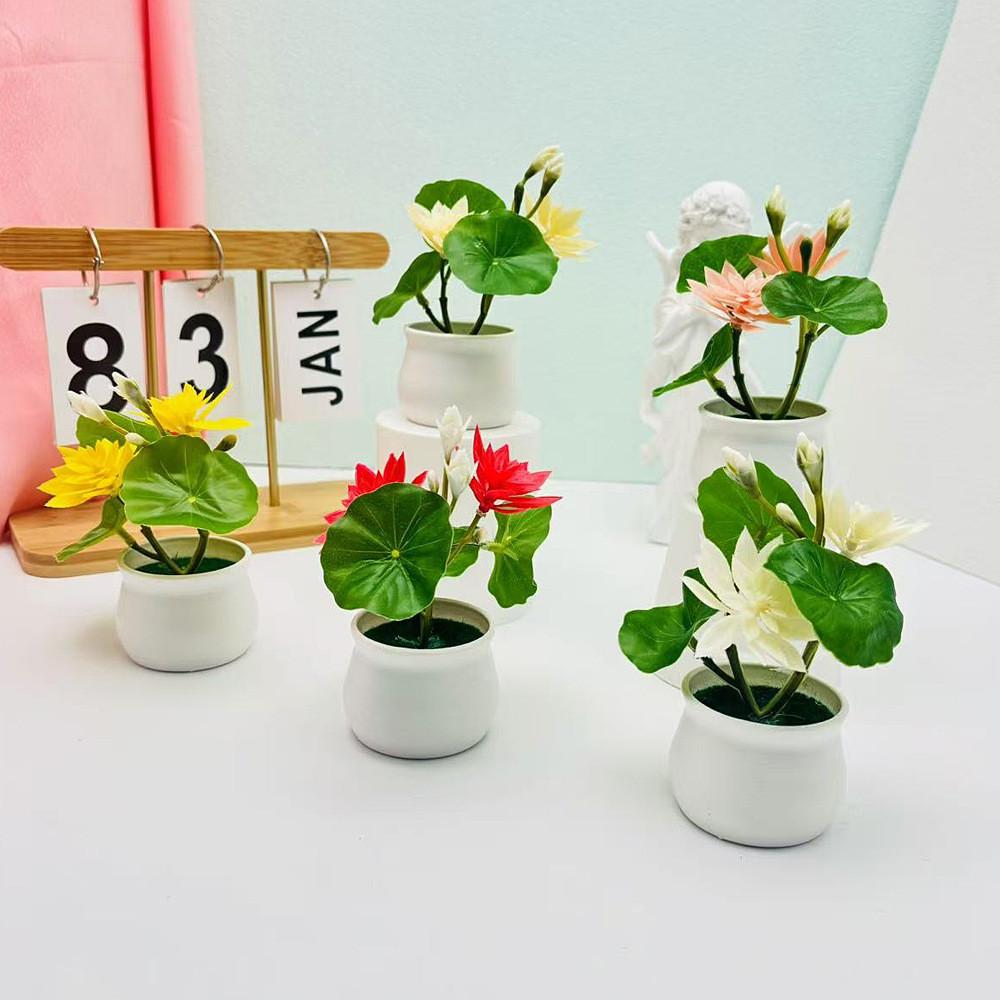 Реалистичное искусственное растение лотос из шелка и пластика для офиса и жилого пространства