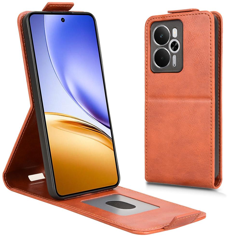 For Realme 14 5G Stand Case Magnetic Clasp Vertical Flip Leather Phone Cover with Card Holder