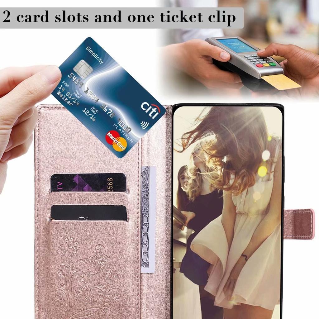 Suitable for Samsung S21 mobile phone leather case A02S butterfly embossed card wallet protective case A32 solid color leather case