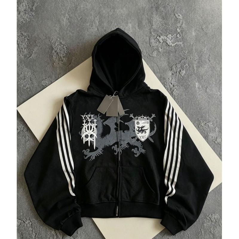 Унисекс Худи на молнии Streetwear 2026 Повседневная Спортивная одежда с принтом букв