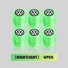 New 2026 4PCS Car Luminous Tire Valve Cap Fluorescent Night Glowing Decor For Volkswagen VW Passat Golf 4 5 6 Tiguan Polo Scirocco Jetta