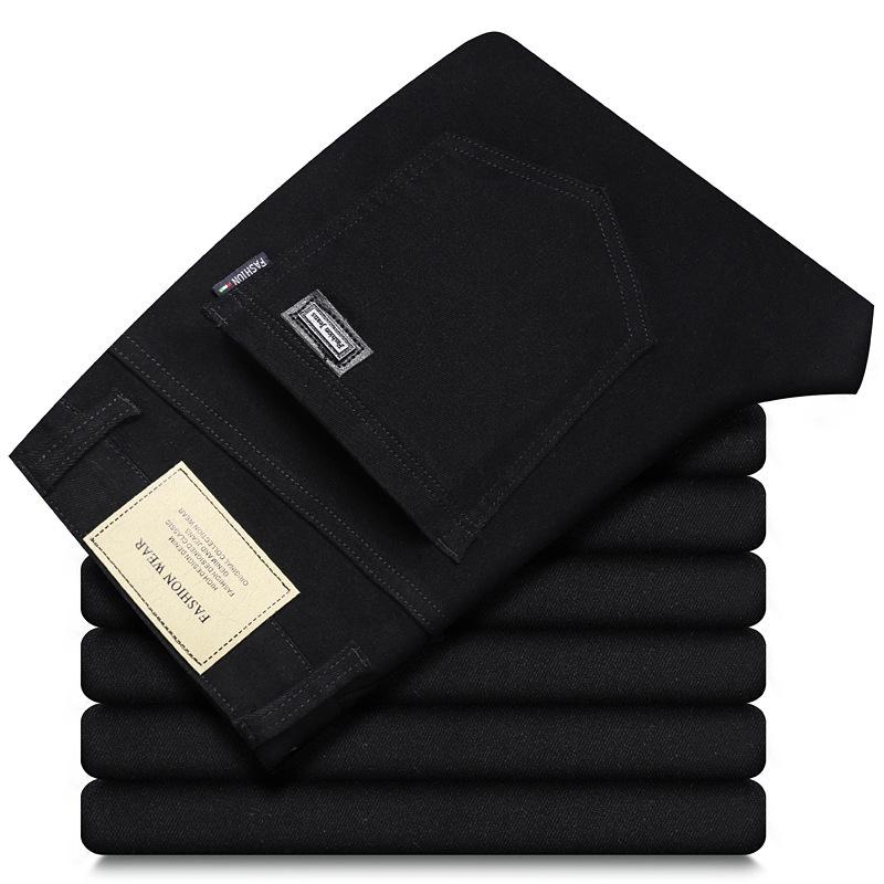 Весна/Лето Новый сезон Эластичные джинсы Мужские прямые облегающие универсальные повседневные брюки Длинные брюки