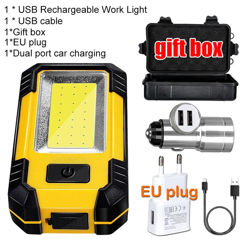 Portable Working Light COB High Bright Flashlight 3Lighting Modes Outdoor Waterproof Camping Fishing Multifunctional Tool Torch