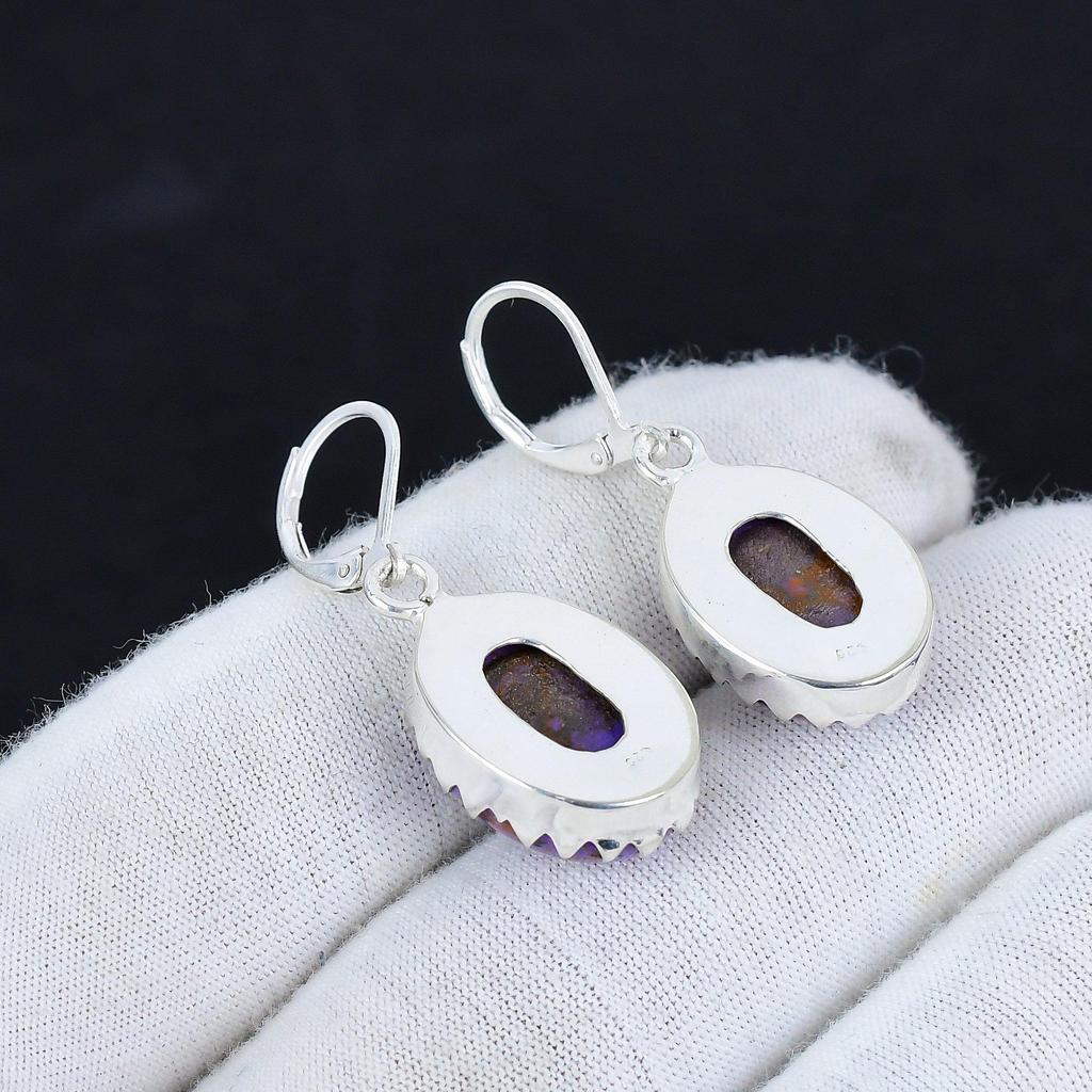 Серьги из стерлингового серебра 925 пробы с фиолетовым бирюзовым камнем, серьги-подвески из серебра в стиле бохо, подарки для вечеринок, подарки для нее