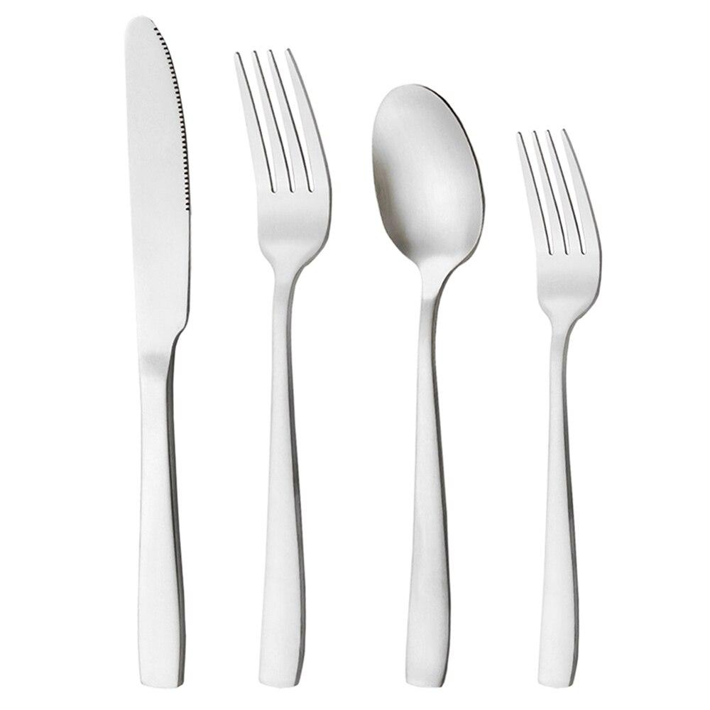 Матовый набор посуды из нержавеющей стали из розового золота, 4 шт., нож, вилка, ложка, десертная вилка, набор столовых приборов, посуда, кухонный набор в западном стиле