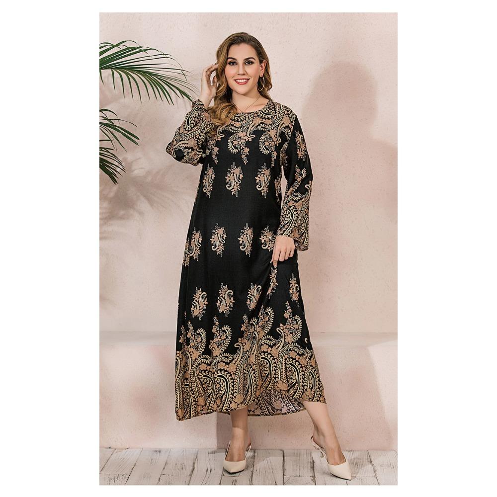 Большие размеры XL-5XL Женские платья Весенние и осенние платья Длинные платья Свободные узкие длинные платья для мам