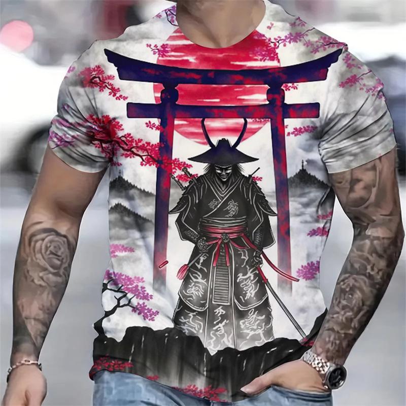 3D Printed Japan Samurai T Shirt For Men Personality Pattern T-Shirts Summer Fashion O-Neck Street Loose Tops Short Sleeve Tees