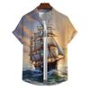 Summer Shirt For Men Lighthouse 3d Printed Men‘S Clothing Loose Oversized Shirt Beach Party Short Sleeved Tops Hawaii Sweatshirt