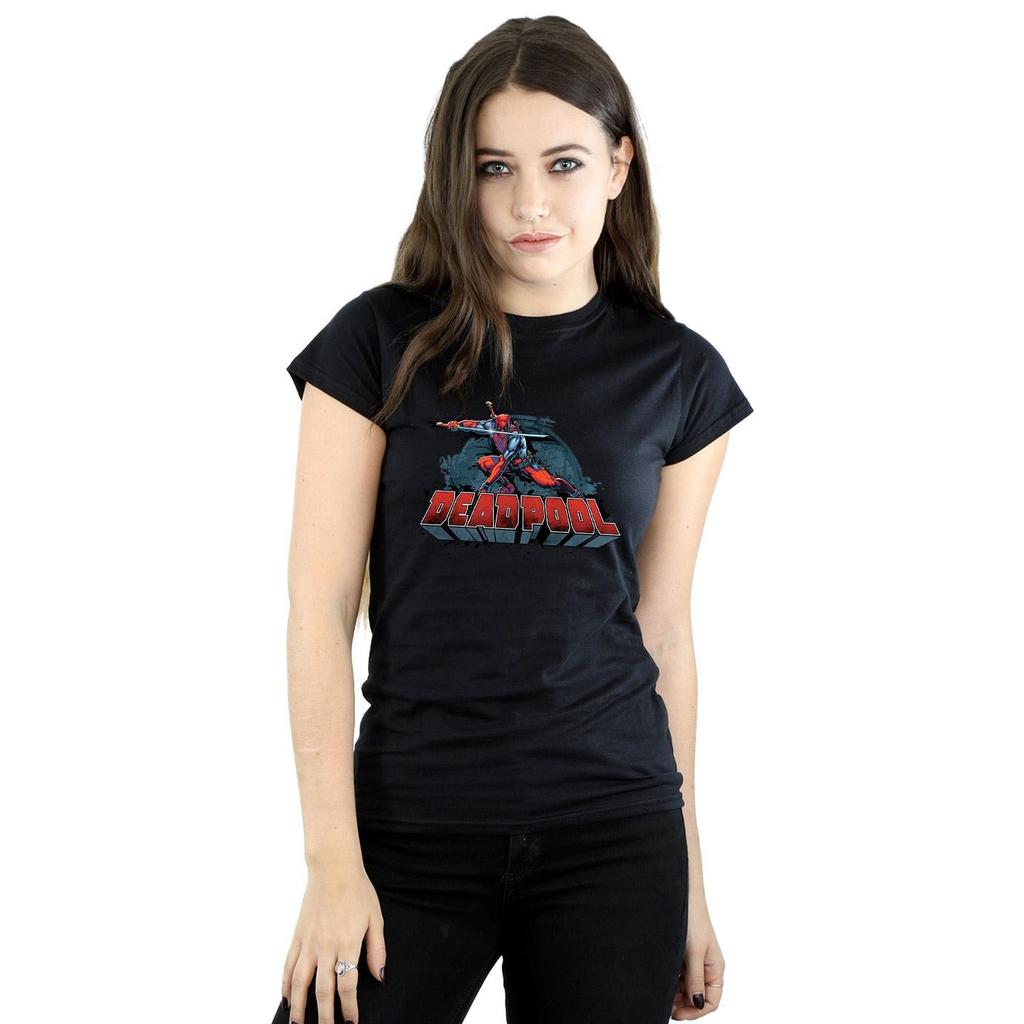Marvel Womens/Ladies Deadpool Sword Logo Cotton T-Shirt