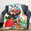 1Pc Bunny Friends Adventure Blanket For Couch Bed Plush Cozy Fuzzy Blanket Super Soft Warm Blankets For Fall And Winter 09188