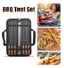 Новый набор из 10 шт./комплект из нержавеющей стали, проволочные шампуры для барбекю, деревянная ручка, палочки для жарки на гриле, сумка для хранения инструментов для кемпинга на открытом воздухе