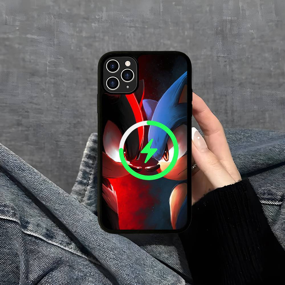 1pc Classic Cartoon S-sonicS Movie Phone Magnetic Case For IPhone 16 14 13 12 11 15 Pro Max For Magsafe Wireless Charge Cover