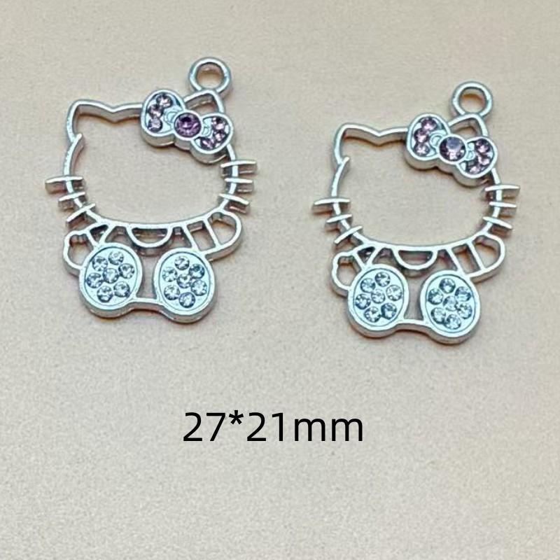 10/100PCS Cute alloy Cat hollowed out Macron keychain cartoon bag decoration DIY accessories pendant keychain accessories