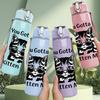 1PC You Gotta Be Kitten Me Cat 750ml Color Plastic Sports Water Bottle Leakproof Flip Straw Lid Suitable for Sports Office Home Use