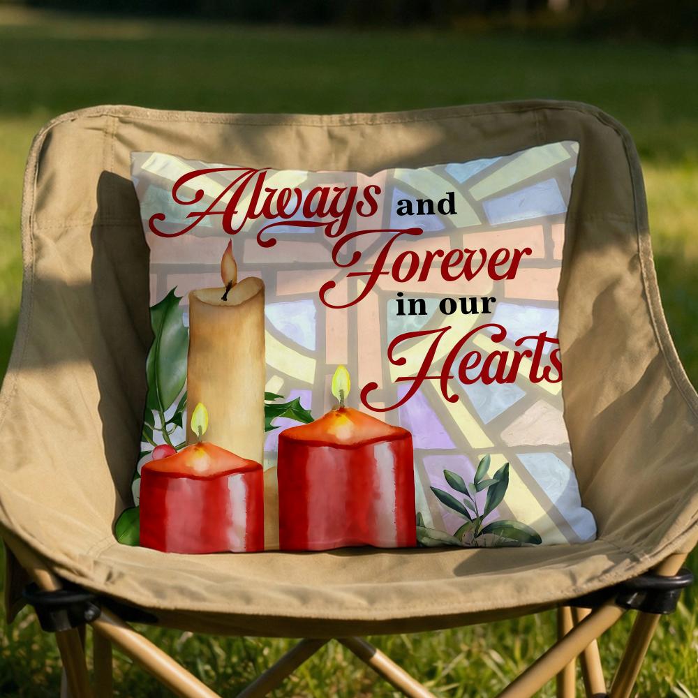 Christmas Red Candle Cushion Cover Soft Reversible Durable Pillow Cover MultiScene Use for Home Car Daily Comfort