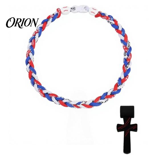 Stainless Steel Crossroads Pendant Triple-Rope Baseball Necklace, Braided Rope Design Necklace with Crossroad Pendant, Team Spirit Gift Sports