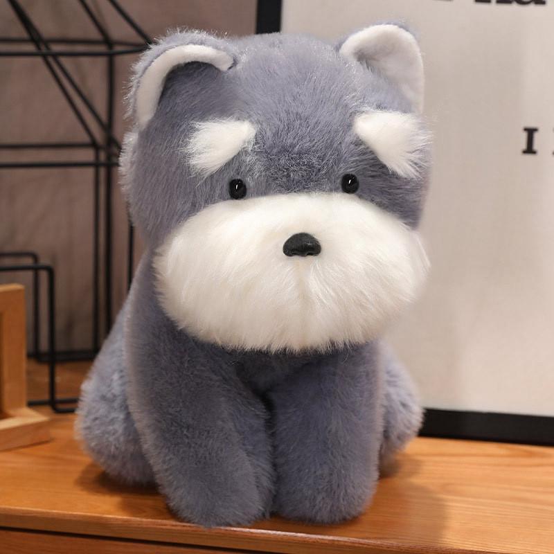 Cartoon Milk Dog Sitting Schnauzer Plush Toy Cute Children Holiday Doll Gift