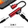 AUX Lightning USB C To 3.5mm Jack Audio Charging 2 In 1 Connector Earphone Changer Dual Plug For Iphone 11 12 Huawei Xiaomi Mi Note 7 8 9 Type-C Cable