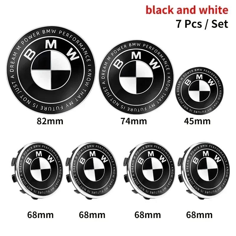 QMBR7 2025 Hots E60 7pcs 45mm 68mm 74mm 82mm Car Logo Front Hood Emblem rear boot badge for BMW E28 E32 E43 E52 E53 E63 E64 E93 E94 E8