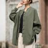 Women Chinese Style Linen Shirts Stand Long Sleeve Blouses Spring Solid Color Button Vintage Shirts