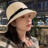 Autumn Winter French Bow Bucket Hat Women Sweet Felt Hat With Folded Shape
