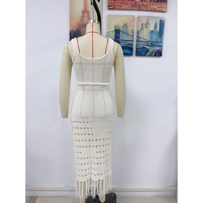 Women's Summer New Knitted Hollow Sexy Loose Beach Smock Dress