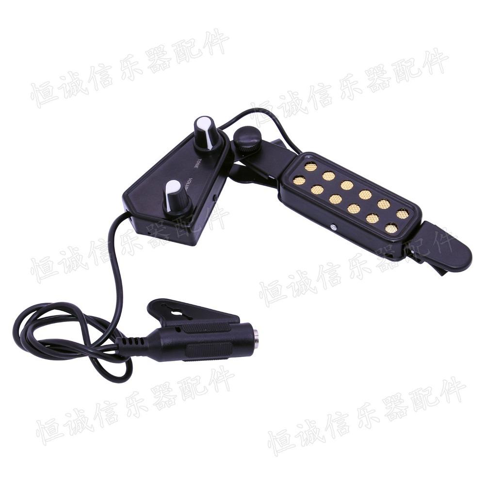 12-hole Sound Hole Pickup Volume Adjustable Guitar Transducer Professional Acoustic Guitar Pickup