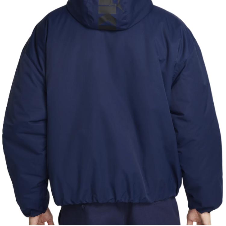 Nike Logo Print Hooded Long Sleeve Cotton Jacket Men jackets Blue HQ5355-410