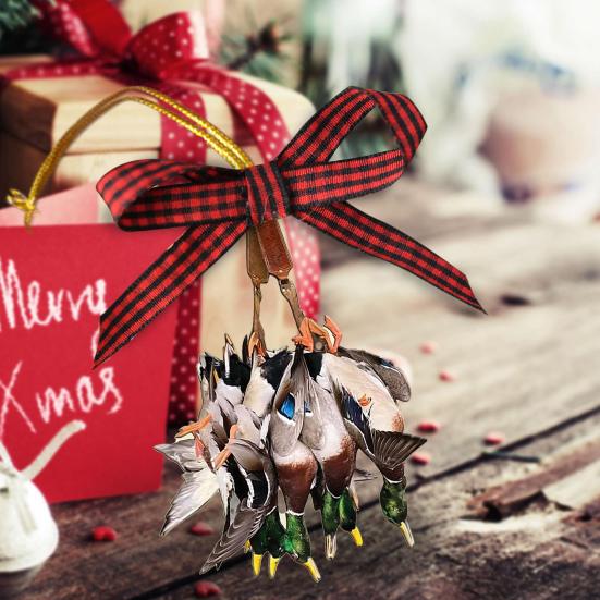 Подвесная елочная подвеска в виде утки 2D плоская водоплавающая птица деревянные украшения охота на уток