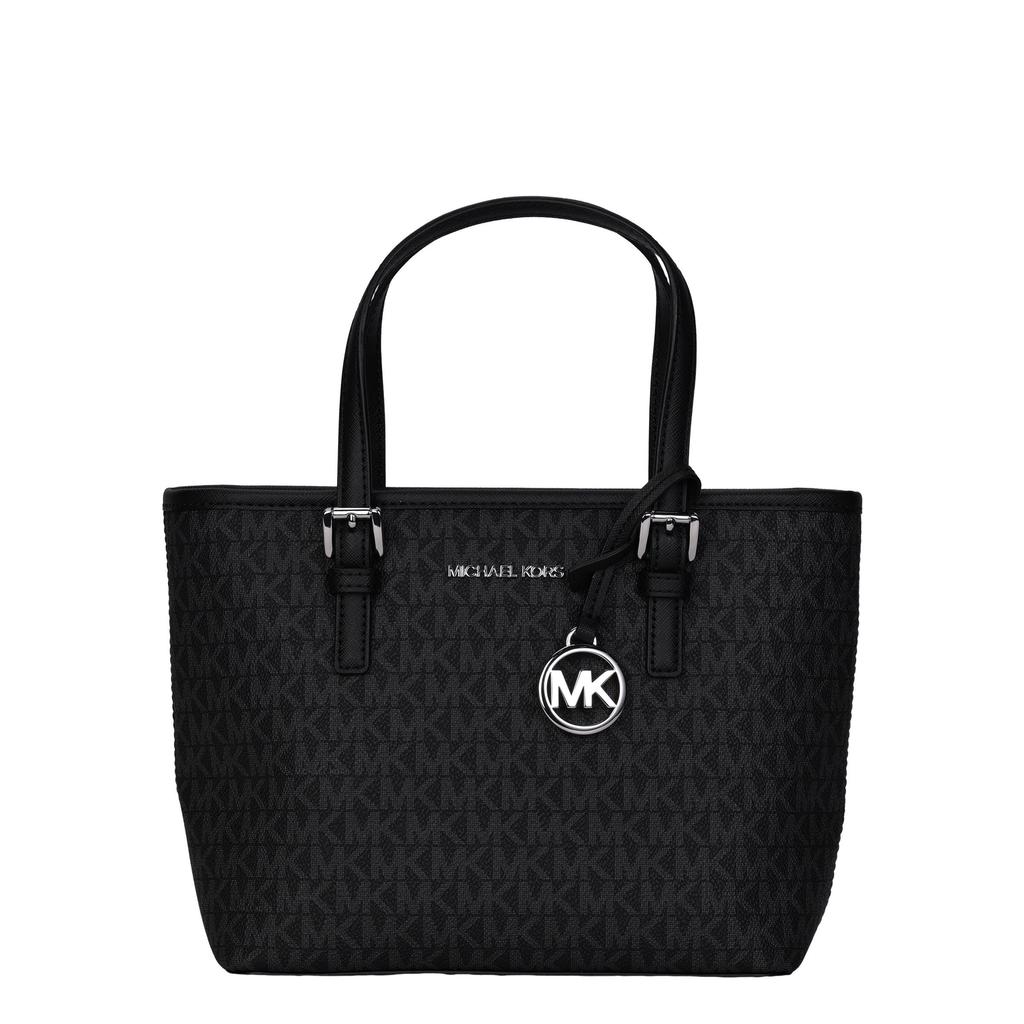 Michael Kors Сумка-тоут Jet Set с монограммой, винтаж, ПВХ, женская, черная 35T9STVT0B-BLACK