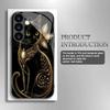 Модный чехол из закаленного стекла с черным котом для Samsung Galaxy S26 S25 S24 S22 S21 S20 FE/Ultra/Plus, противоударный