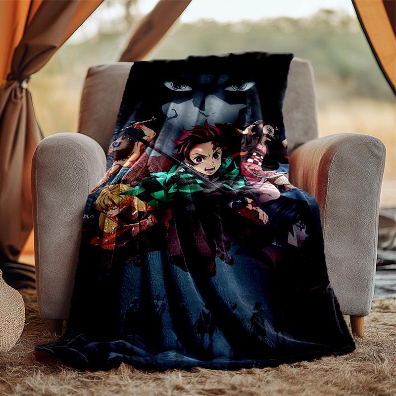 Demon Slayer Flannel Blanket Soft Warm All-Season Throw, Design for Camping, Car Travel, Hiking Sofa, Bed, Office Perfect Gift for Parties