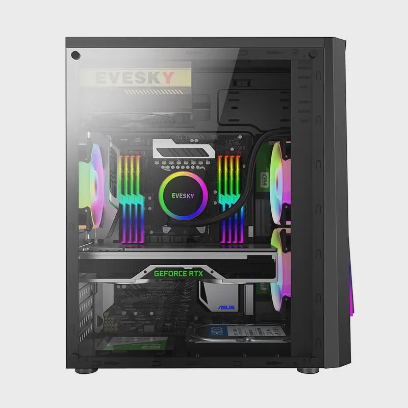 Корпус для игрового ПК EVESKY Lingguang Panoramic с прозрачными боковыми панелями и цветной светодиодной подсветкой