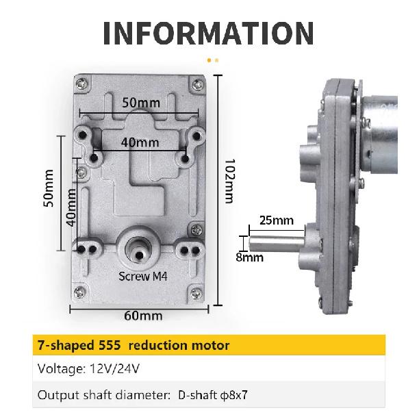Kerseo Gear Motor DC12V 24V Reducer 20-275RPM High Torque Electric-Motor Metal Gear Reverse Self Lock For Automation Equipment