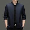 Мужская куртка из шелка тутового шелкопряда с воротником-стойкой, весна-осень, новая однотонная повседневная тонкая куртка для мужчин среднего возраста, мужская одежда в стиле папы