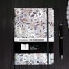 Серый цветочный Bullet Journal формата А5 с резинкой и карманом - Блокнот-планер в точку и в линейку, Твердый переплет